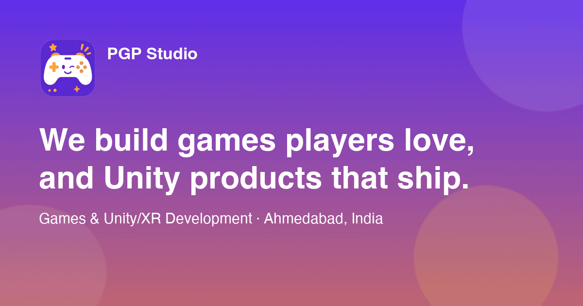 PGP Studio Unity and XR development studio branding